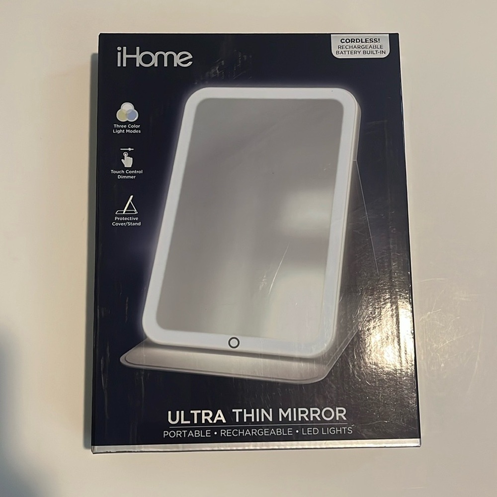 iHome Ultra Thin LED Mirror - White